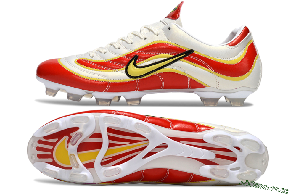 Men's Nike Mercurial Vapor R9 FG Firm Ground Low-Tops Football Boots - White/Red/Yellow 1