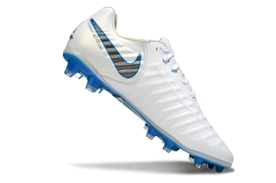 Men's Nike Tiempo Legend 10 Elite FG Firm Ground Low-Tops Football Boots - White/Silver/Blue