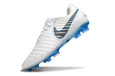 Men's Nike Tiempo Legend 10 Elite FG Firm Ground Low-Tops Football Boots - White/Silver/Blue