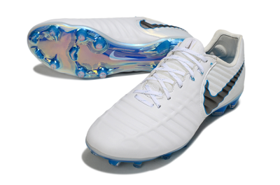 Men's Nike Tiempo Legend 10 Elite FG Firm Ground Low-Tops Football Boots - White/Silver/Blue