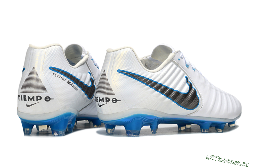 Men's Nike Tiempo Legend 10 Elite FG Firm Ground Low-Tops Football Boots - White/Silver/Blue 6