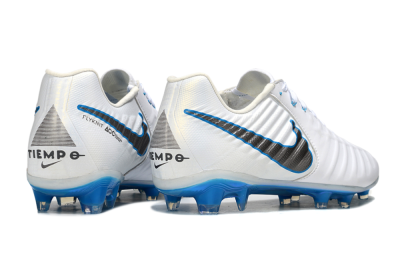 Men's Nike Tiempo Legend 10 Elite FG Firm Ground Low-Tops Football Boots - White/Silver/Blue