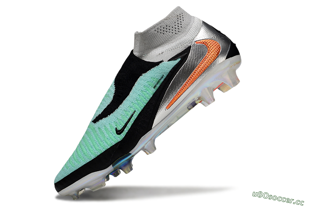 Men's Nike Phantom 6 High Elite FG Firm Ground High-Tops Football Boots - Jade/Black/Orange 5