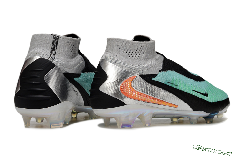 Men's Nike Phantom 6 High Elite FG Firm Ground High-Tops Football Boots - Jade/Black/Orange 6