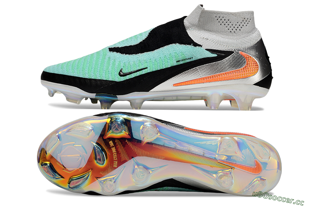 Men's Nike Phantom 6 High Elite FG Firm Ground High-Tops Football Boots - Jade/Black/Orange 1