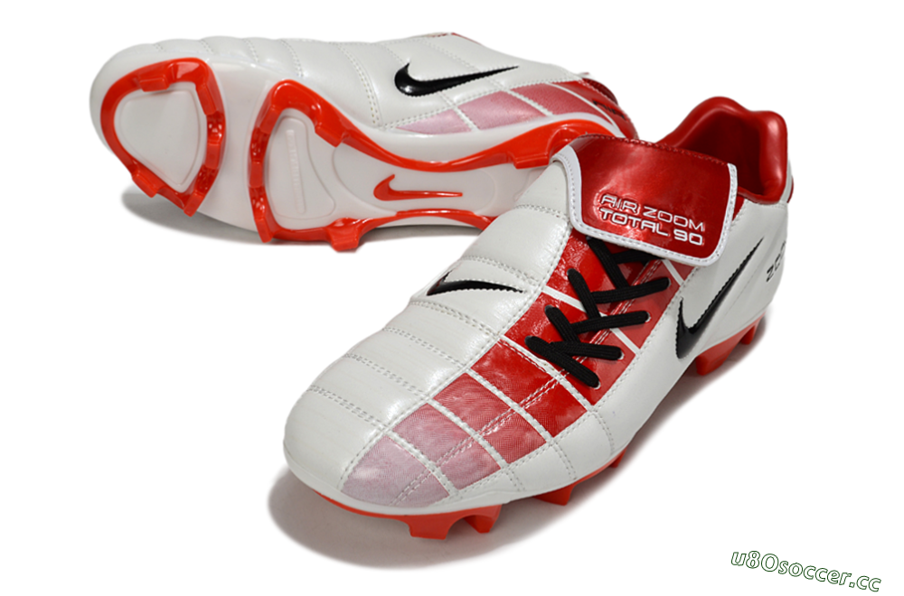 Men's Nike Air Zoom Total 90 III FG Firm Ground Low-Tops Football Boots - White/Black/Red 3