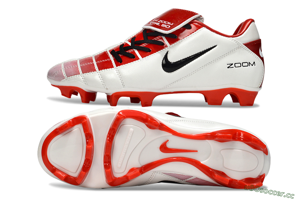 Men's Nike Air Zoom Total 90 III FG Firm Ground Low-Tops Football Boots - White/Black/Red 1