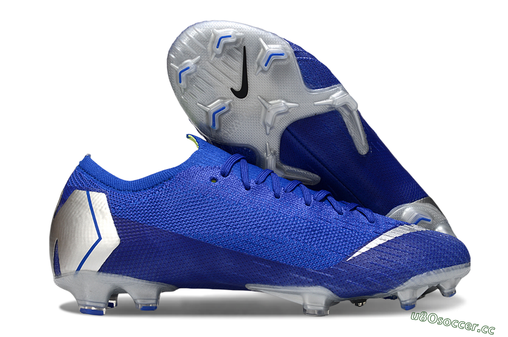 Men's Nike Mercurial Vapor 12 Elite FG Firm Ground Low-Tops Football Boots - Blue/Silver/Black 2