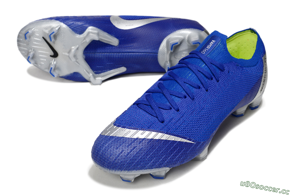 Men's Nike Mercurial Vapor 12 Elite FG Firm Ground Low-Tops Football Boots - Blue/Silver/Black 3