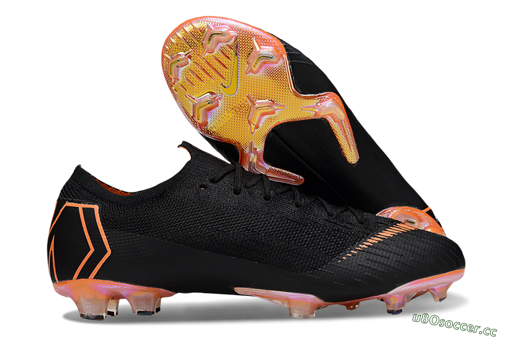 Men's Nike Mercurial Vapor 12 Elite FG Firm Ground Low-Tops Football Boots - Black/White/Gold 2