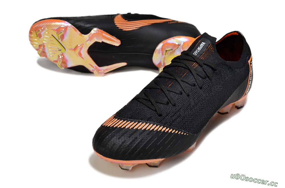 Men's Nike Mercurial Vapor 12 Elite FG Firm Ground Low-Tops Football Boots - Black/White/Gold 3