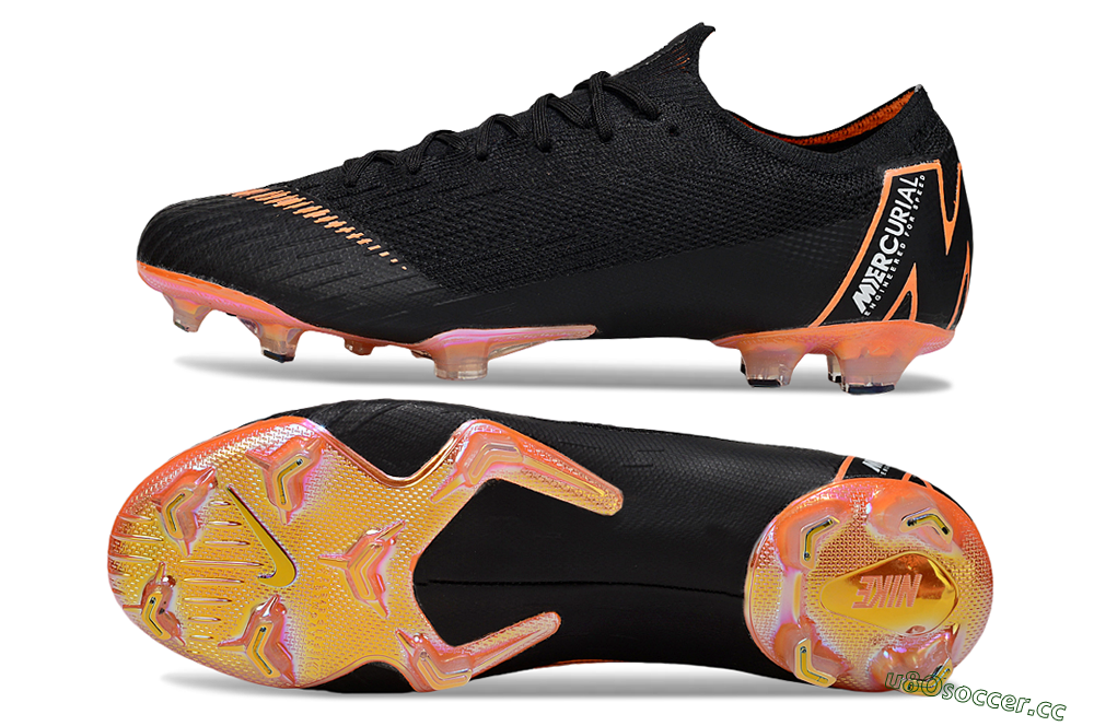 Men's Nike Mercurial Vapor 12 Elite FG Firm Ground Low-Tops Football Boots - Black/White/Gold 1