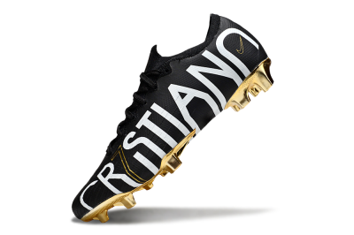 Men's Nike Mercurial Vapor 12 Elite FG Firm Ground Low-Tops Football Boots - Black/White/Gold
