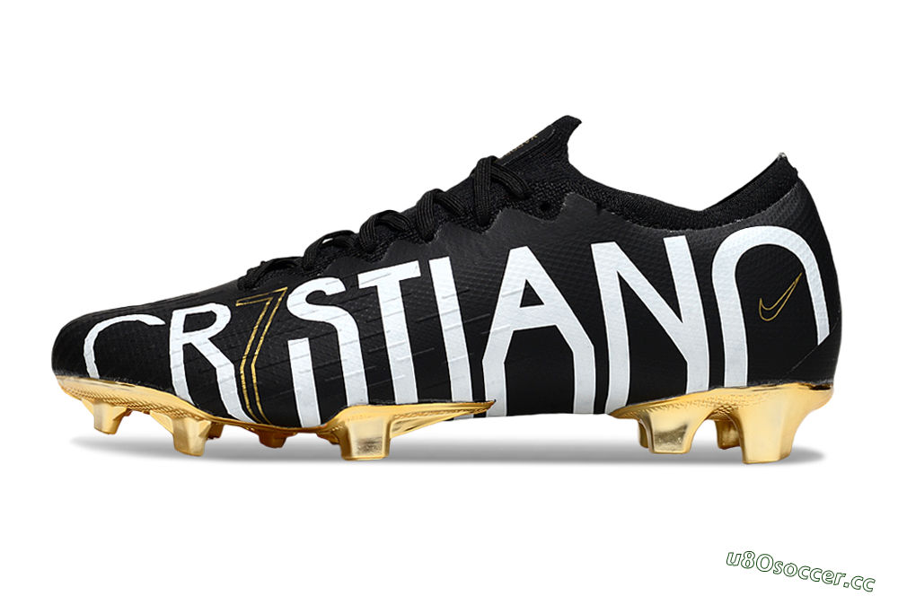 Men's Nike Mercurial Vapor 12 Elite FG Firm Ground Low-Tops Football Boots - Black/White/Gold 0