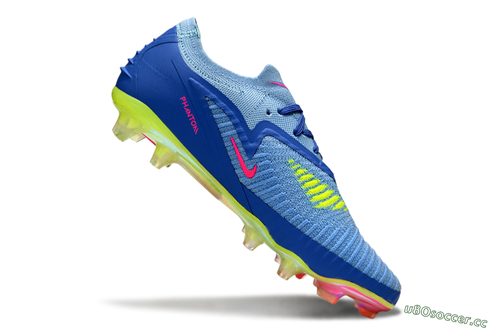 Men's Nike Phantom 6 Low Elite FG Firm Ground Low-Tops Football Boots - Blue/Pink/Yellow 4