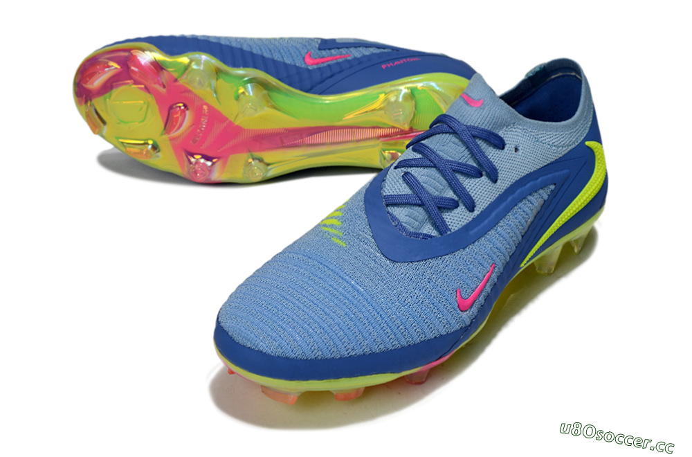 Men's Nike Phantom 6 Low Elite FG Firm Ground Low-Tops Football Boots - Blue/Pink/Yellow 3