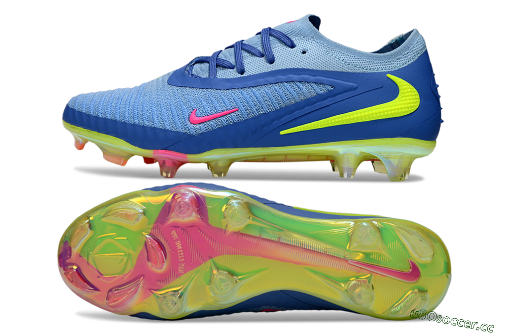 Men's Nike Phantom 6 Low Elite FG Firm Ground Low-Tops Football Boots - Blue/Pink/Yellow 1