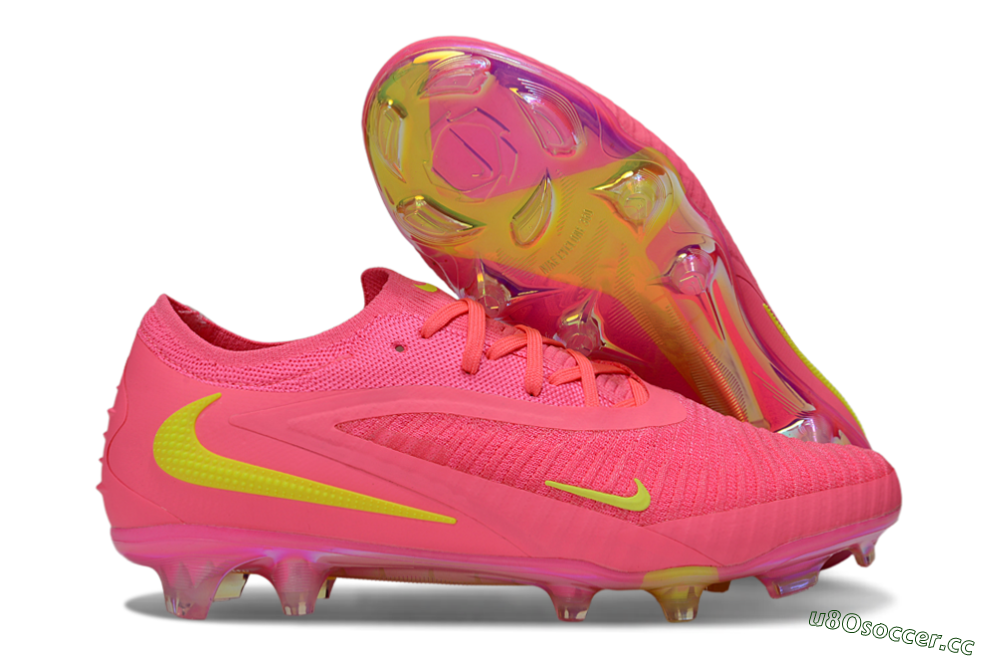 Men's Nike Phantom 6 Low Elite FG Firm Ground Low-Tops Football Boots - Pink/Yellow/Gold 2
