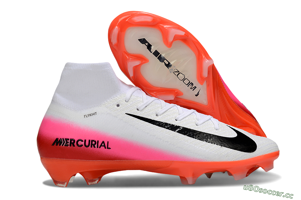 Unisex Nike Air Zoom Mercurial Superfly 10 Elite FG Firm Ground High-Tops Football Boots - White/Black/Pink 2
