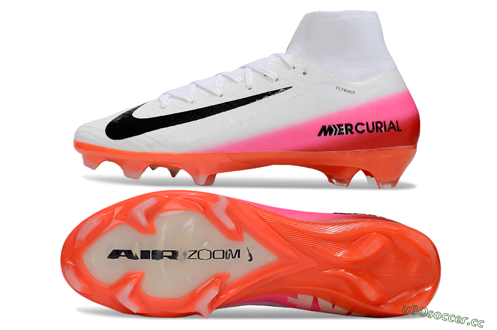 Unisex Nike Air Zoom Mercurial Superfly 10 Elite FG Firm Ground High-Tops Football Boots - White/Black/Pink 1