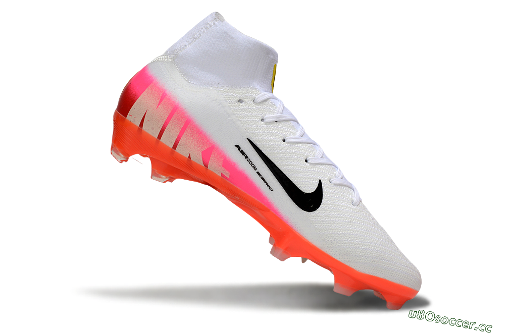 Unisex Nike Air Zoom Mercurial Superfly 10 Elite FG Firm Ground High-Tops Football Boots - White/Black/Pink 4