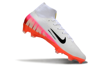 Unisex Nike Air Zoom Mercurial Superfly 10 Elite FG Firm Ground High-Tops Football Boots - White/Black/Pink