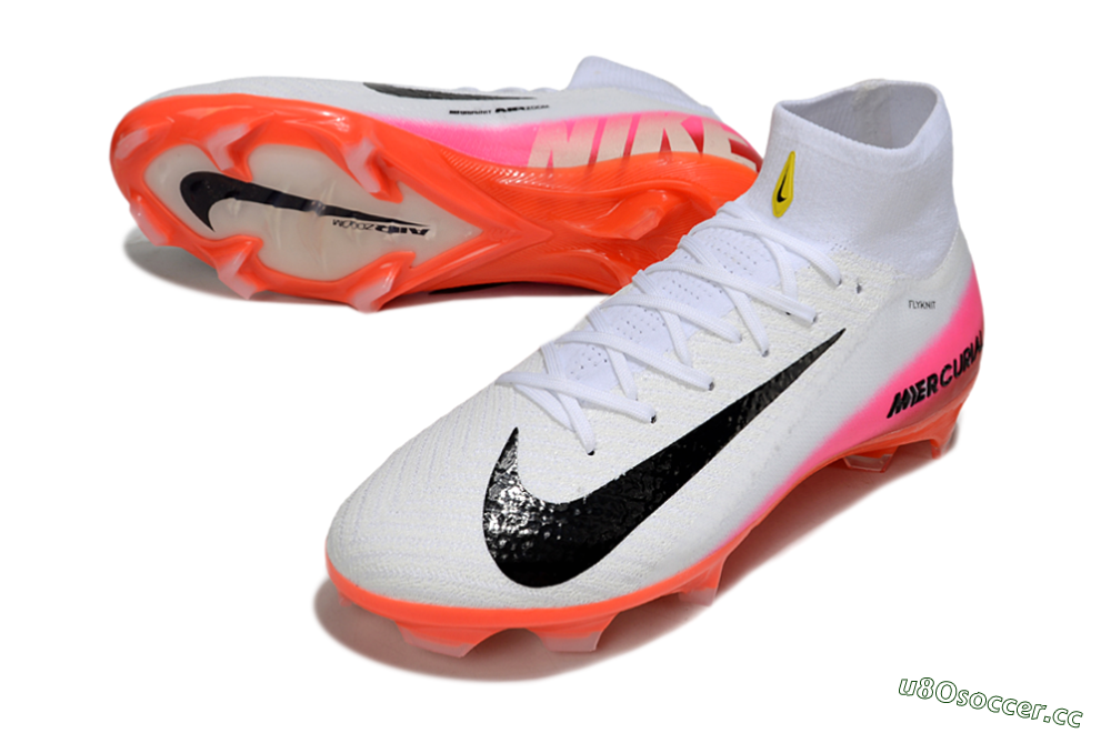 Unisex Nike Air Zoom Mercurial Superfly 10 Elite FG Firm Ground High-Tops Football Boots - White/Black/Pink 3