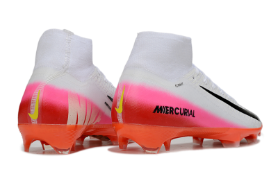 Unisex Nike Air Zoom Mercurial Superfly 10 Elite FG Firm Ground High-Tops Football Boots - White/Black/Pink