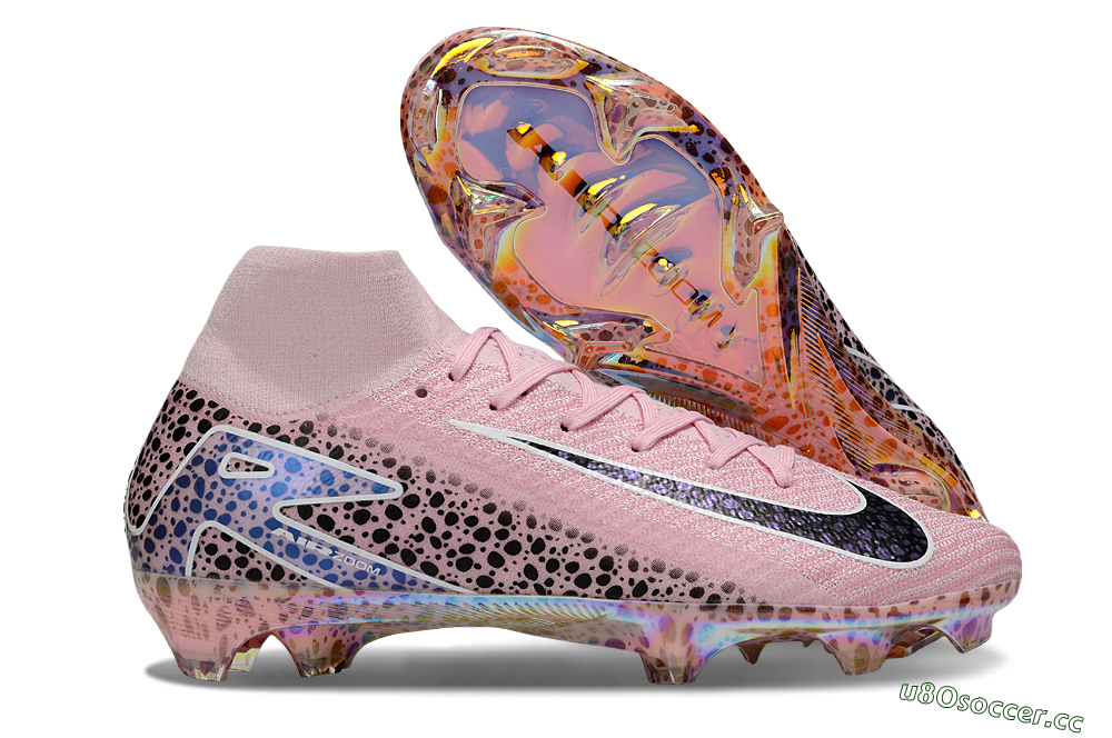 Unisex Nike Air Zoom Mercurial Superfly 10 Elite FG Firm Ground High-Tops Football Boots - Pink/Black/White 2