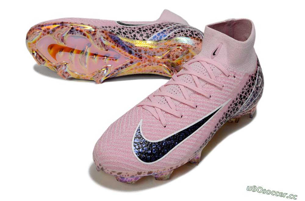 Unisex Nike Air Zoom Mercurial Superfly 10 Elite FG Firm Ground High-Tops Football Boots - Pink/Black/White 3