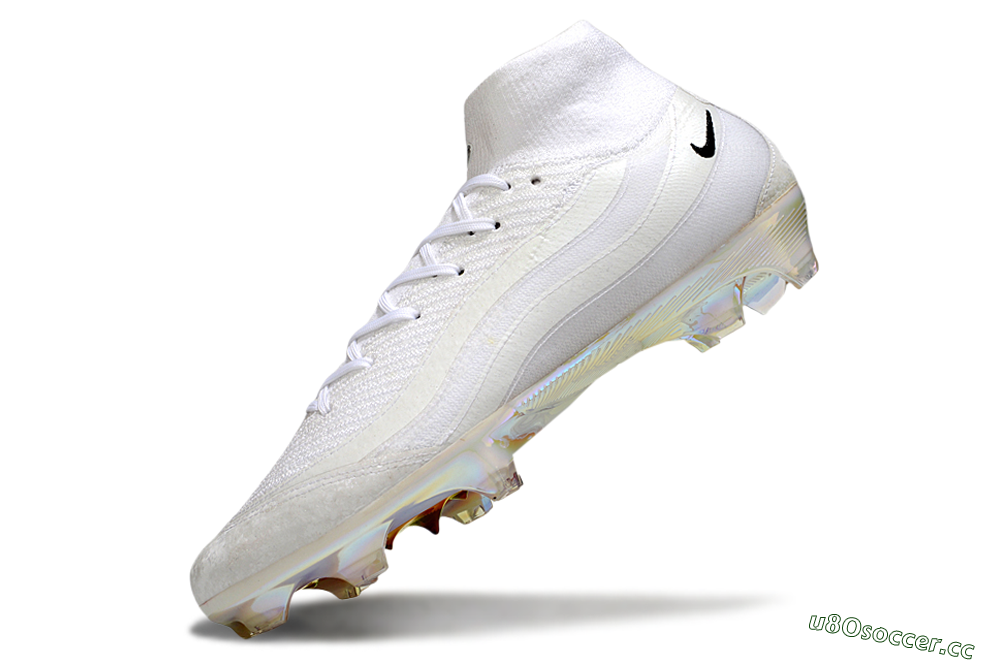 Unisex Nike Air Zoom Mercurial Superfly 10 Elite FG Firm Ground High-Tops Football Boots - White/Black/Gold 5