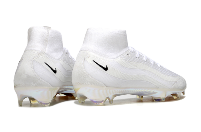 Unisex Nike Air Zoom Mercurial Superfly 10 Elite FG Firm Ground High-Tops Football Boots - White/Black/Gold
