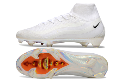Unisex Nike Air Zoom Mercurial Superfly 10 Elite FG Firm Ground High-Tops Football Boots - White/Black/Gold