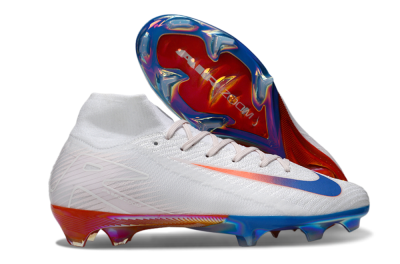 Unisex Nike Air Zoom Mercurial Superfly 10 Elite FG Firm Ground High-Tops Football Boots - White/Blue/Red