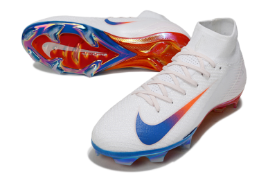 Unisex Nike Air Zoom Mercurial Superfly 10 Elite FG Firm Ground High-Tops Football Boots - White/Blue/Red
