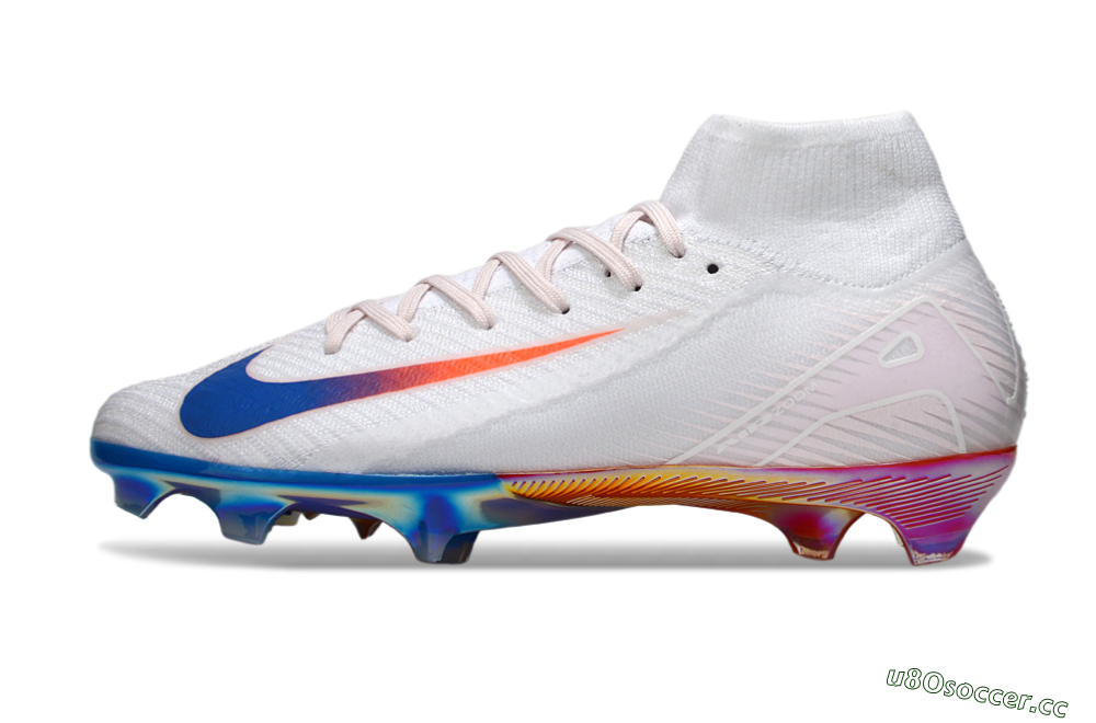 Unisex Nike Air Zoom Mercurial Superfly 10 Elite FG Firm Ground High-Tops Football Boots - White/Blue/Red 0