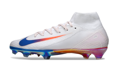 Unisex Nike Air Zoom Mercurial Superfly 10 Elite FG Firm Ground High-Tops Football Boots - White/Blue/Red
