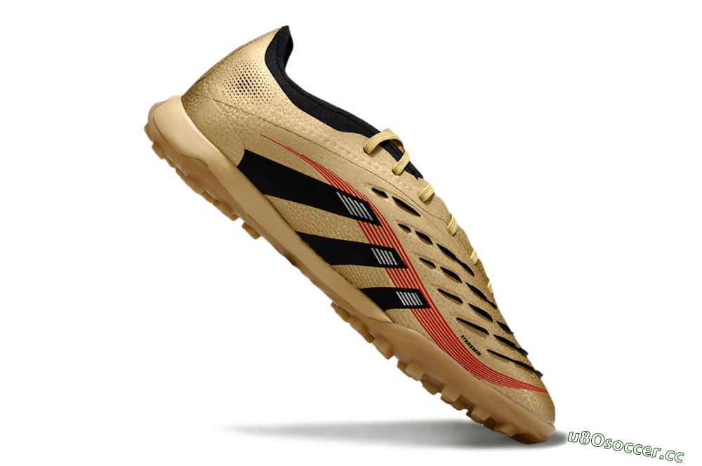 Men's Adidas Predator 25 Elite TF Artificial Turf Low-Tops Football Shoes - Gold/Black/Red 4