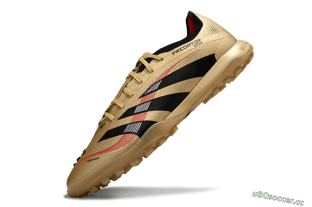 Men's Adidas Predator 25 Elite TF Artificial Turf Low-Tops Football Shoes - Gold/Black/Red 5