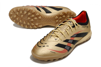 Men's Adidas Predator 25 Elite TF Artificial Turf Low-Tops Football Shoes - Gold/Black/Red