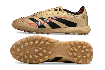 Men's Adidas Predator 25 Elite TF Artificial Turf Low-Tops Football Shoes - Gold/Black/Red