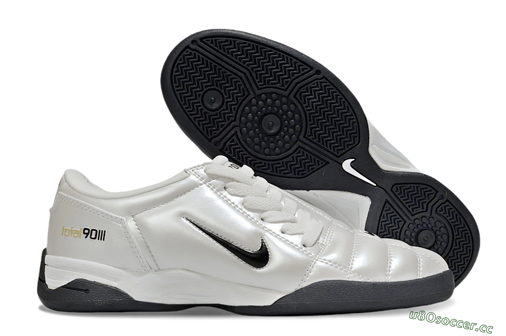 Men's Nike Total 90 III IC Indoor & Futsal Low-Tops Football Shoes - Beige/Black/White 2