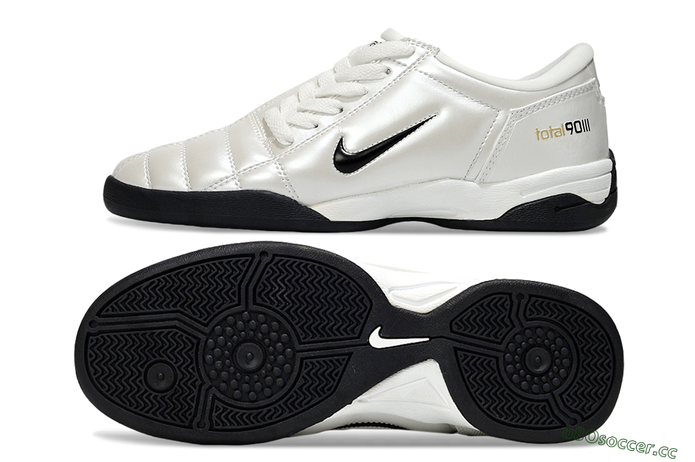 Men's Nike Total 90 III IC Indoor & Futsal Low-Tops Football Shoes - Beige/Black/White 1
