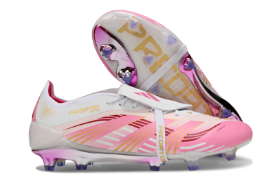 Men's Adidas Predator 25 Elite Foldover Tongue FG Firm Ground Low-Tops Football Boots - Pink/Gold/White
