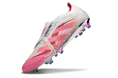 Men's Adidas Predator 25 Elite Foldover Tongue FG Firm Ground Low-Tops Football Boots - Pink/Gold/White
