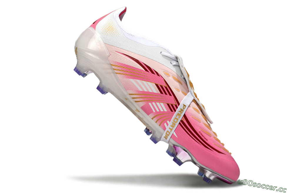 Men's Adidas Predator 25 Elite Foldover Tongue FG Firm Ground Low-Tops Football Boots - Pink/Gold/White 4