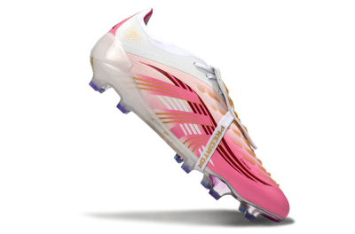 Men's Adidas Predator 25 Elite Foldover Tongue FG Firm Ground Low-Tops Football Boots - Pink/Gold/White