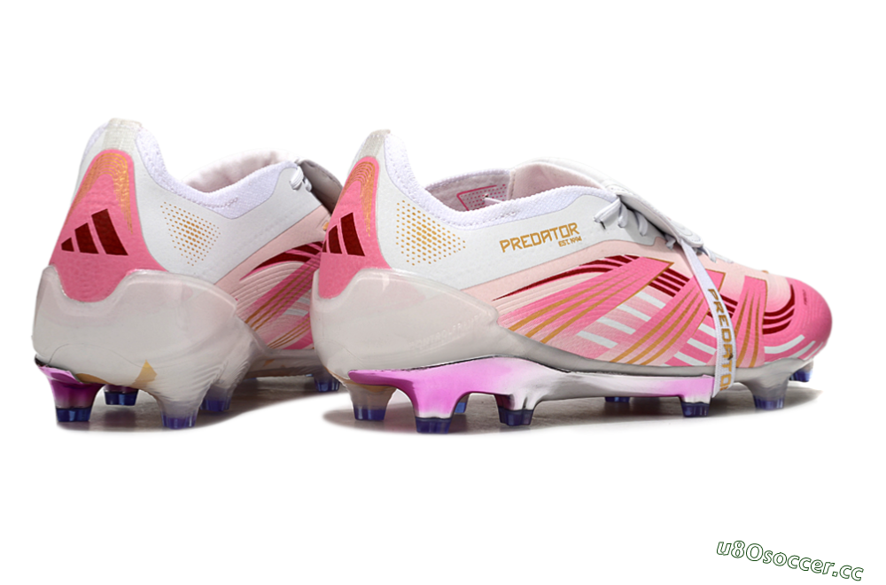 Men's Adidas Predator 25 Elite Foldover Tongue FG Firm Ground Low-Tops Football Boots - Pink/Gold/White 6