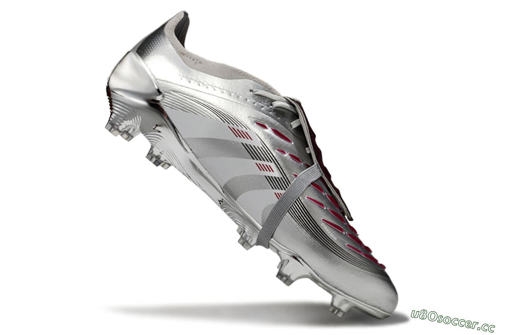 Men's Adidas Predator 25 Elite Foldover Tongue FG Firm Ground Low-Tops Football Boots - Silver/Black/Red 4