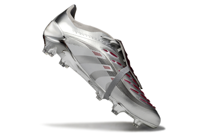 Men's Adidas Predator 25 Elite Foldover Tongue FG Firm Ground Low-Tops Football Boots - Silver/Black/Red